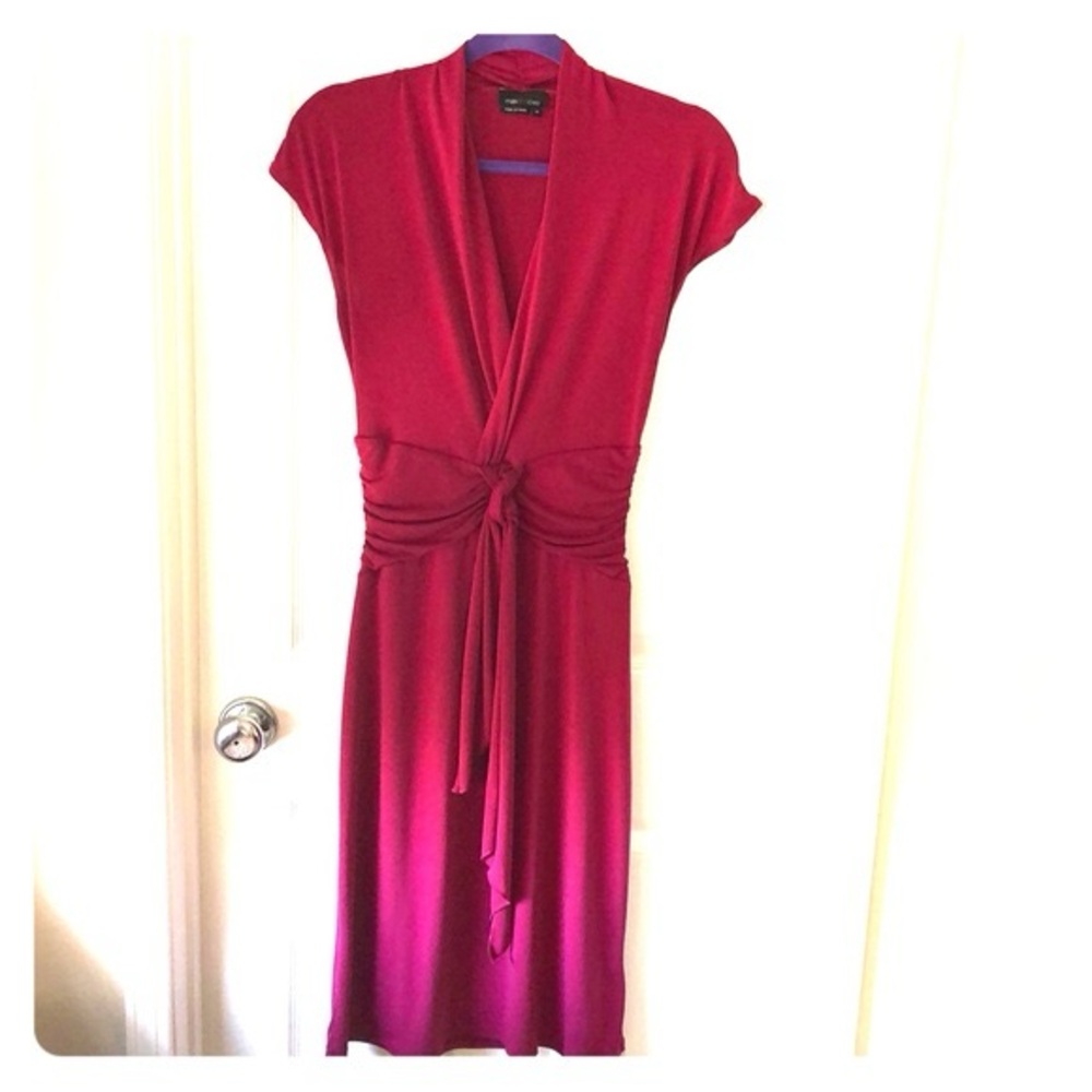Max and Cleo Red Knot Front Faux Wrap Midi Dress - Size Medium - Picture 2 of 6